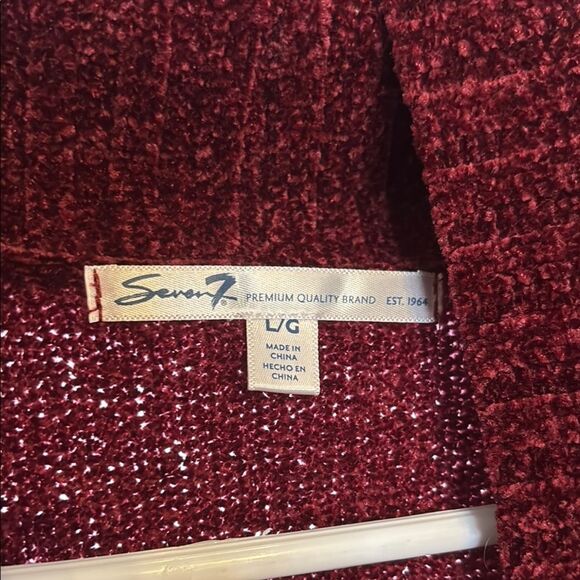Seven7 Women's Burgundy Open Front Cardigan Sweater Size L - Picture 3 of 6